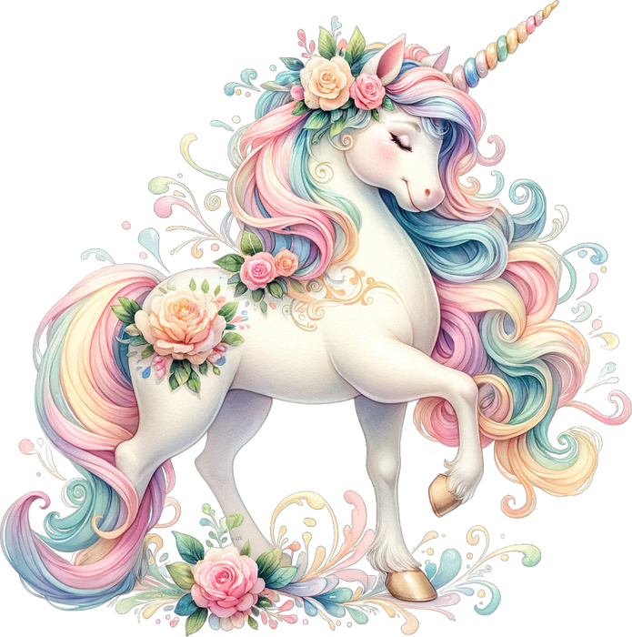 Motivtransfer 6033 Einhorn mit blumen