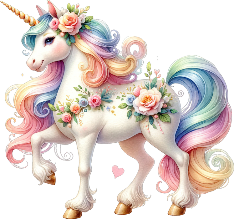 Motivtransfer 6037 Einhorn mit Blumenranken