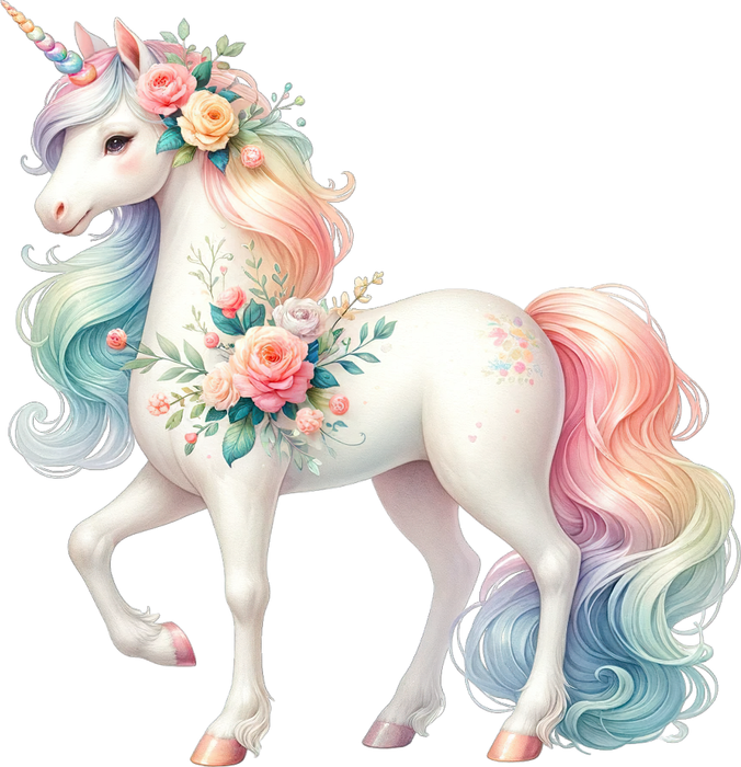 Motivtransfer 6039 Einhorn mit Blumen