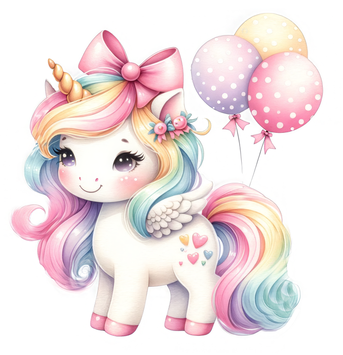 Motivtransfer 6050 Einhorn mit Luftballons