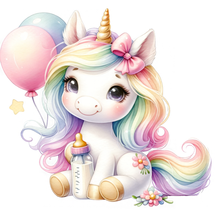 Motivtransfer 6051 Einhorn mit Luftballons