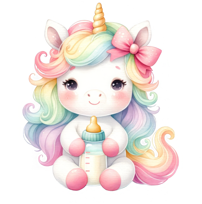 Motivtransfer 6053 Einhorn mit Milchflasche