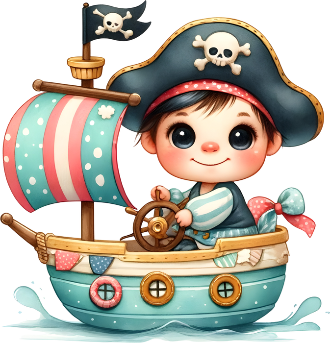 Motivtransfer 6114 Kleiner Pirat auf dem Schiff