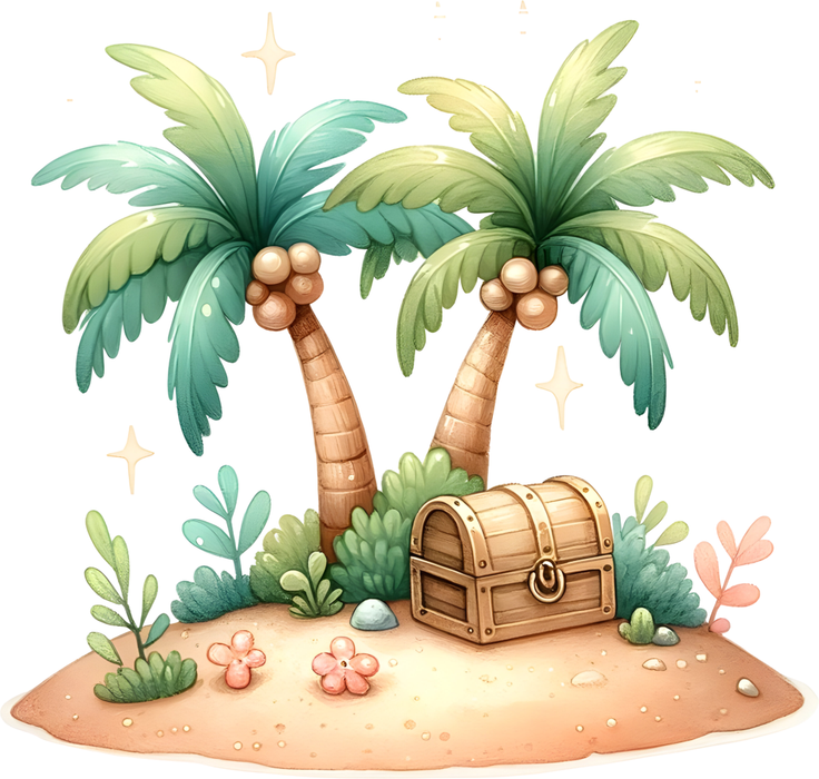 Motivtransfer 6122 Schatzinsel mit geschlossener Truhe