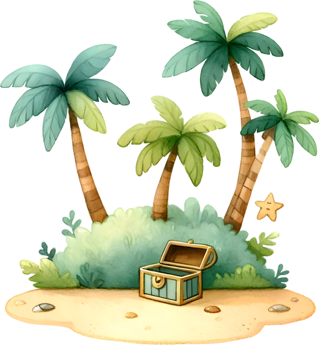 Motivtransfer 6123 Schatzinsel mit offener Truhe