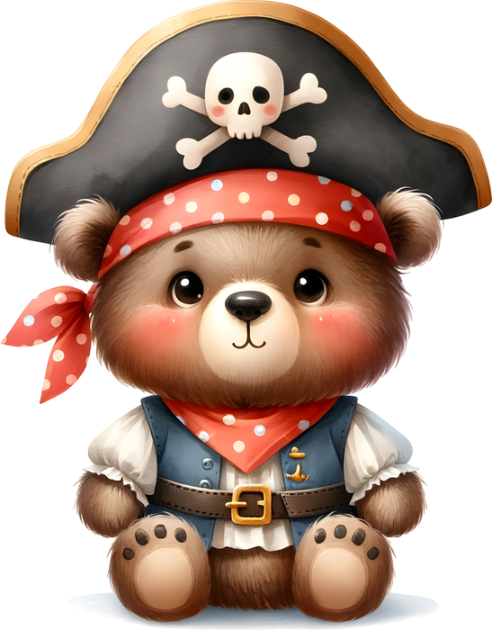 Motivtransfer 6132 Kleiner Teddy als Pirat sitzt auf dem Boden