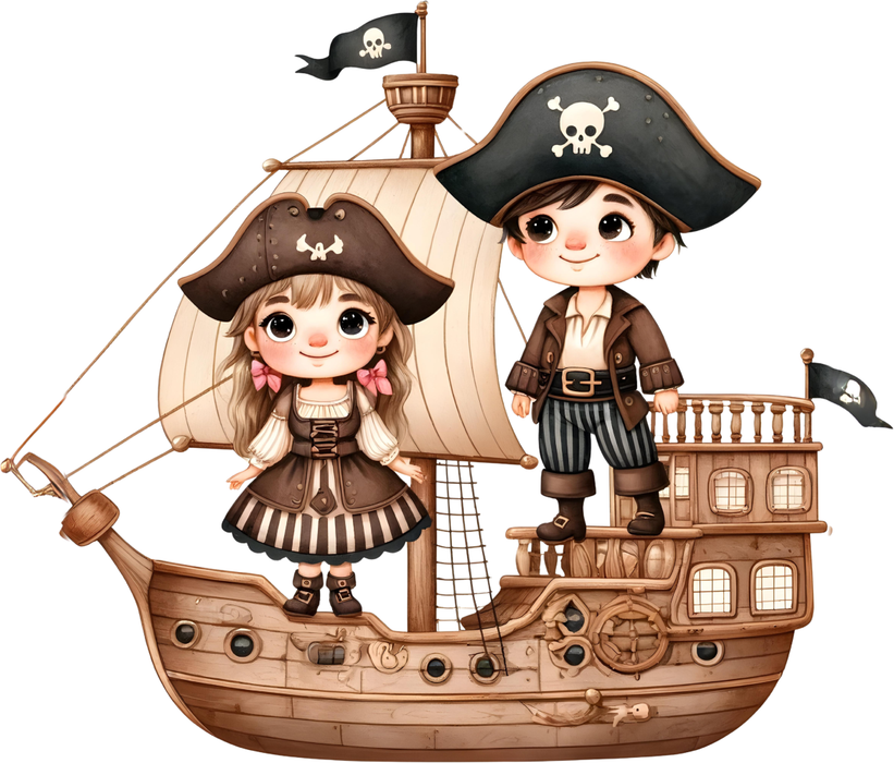 Motivtransfer 6139 Piratenschiff mit zwei Piraten