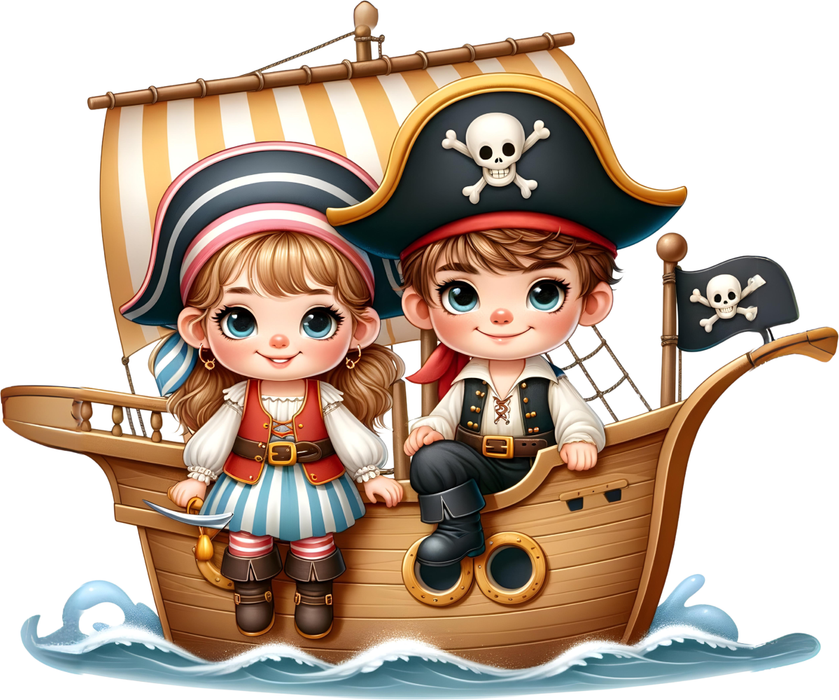 Motivtransfer 6141 Piratenschiff mit zwei Piraten