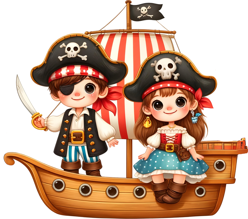 Motivtransfer 6142 Piratenschiff mit zwei Piraten