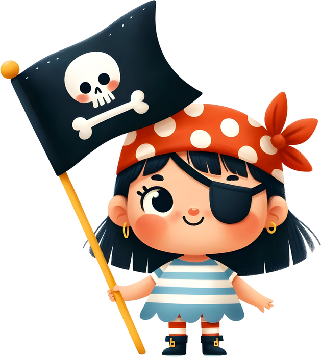 Motivtransfer 6159 Kleine Piratin mit Augenklappe und Fahne