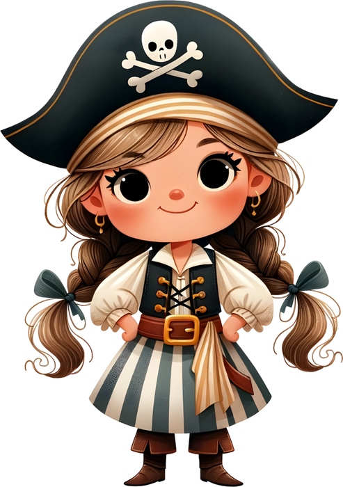Motivtransfer 6160 Kleine Piratin mit schwarzem Kleid