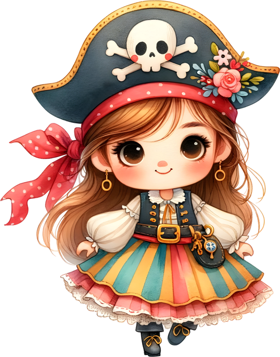 Motivtransfer 6162 Kleine Piratin mit buntem Rock