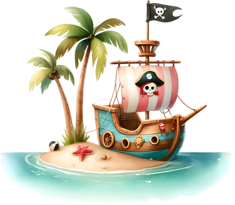 Motivtransfer 6181 Piratenschiff auf der Insel