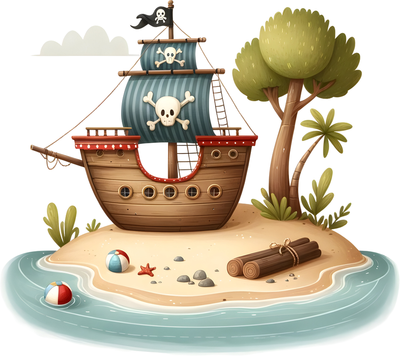 Motivtransfer 6183 Piratenschiff auf der Insel