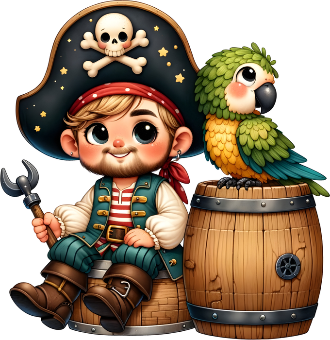 Motivtransfer 6193 Kleiner Pirat mit Papagei