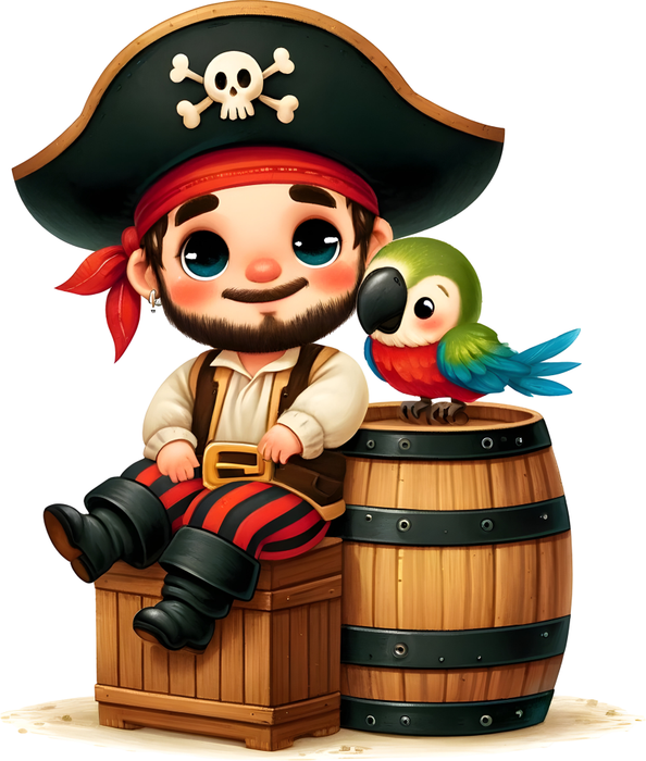 Motivtransfer 6194 Kleiner Pirat sitzt auf einer Kiste