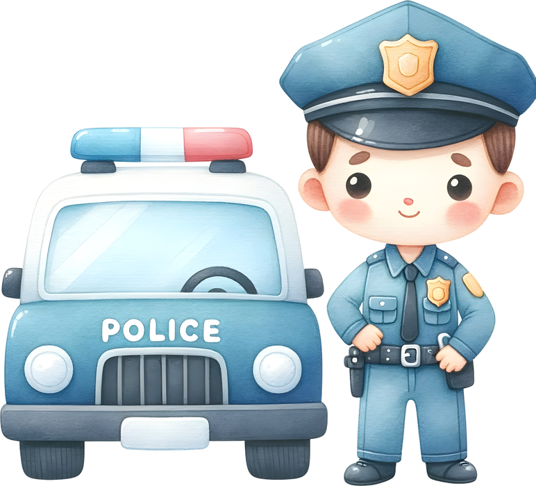 Motivtransfer 6244 Polizist mit Polizeiauto