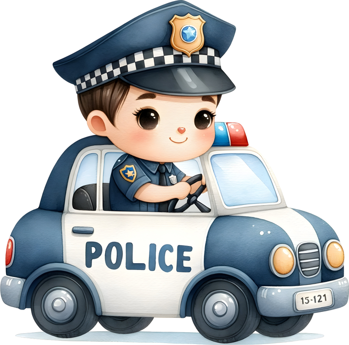 Motivtransfer 6246 Polizist im Polizeiauto