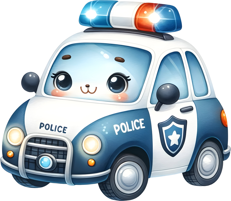 Motivtransfer 6248 Kleines Polizeiauto mit Gesicht