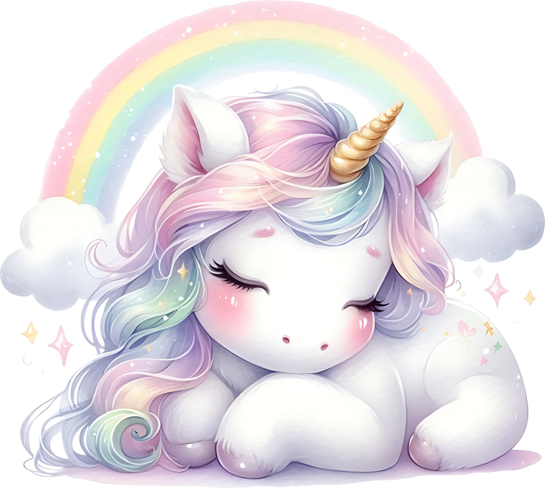Motivtransfer 6291 Einhorn schläft vor Regenbogen