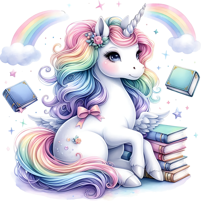 Motivtransfer 6302 Einhorn mit Büchern