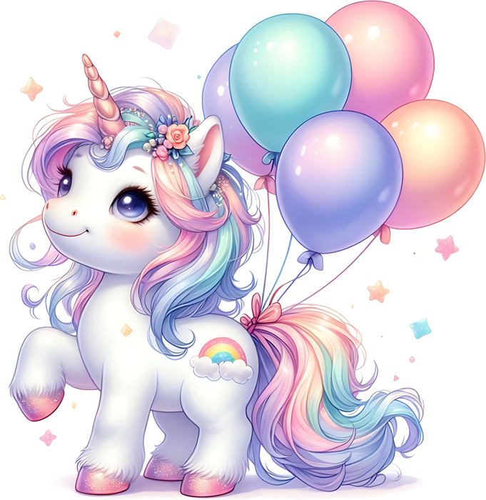 Motivtransfer 6309 Einhorn mit Luftballons