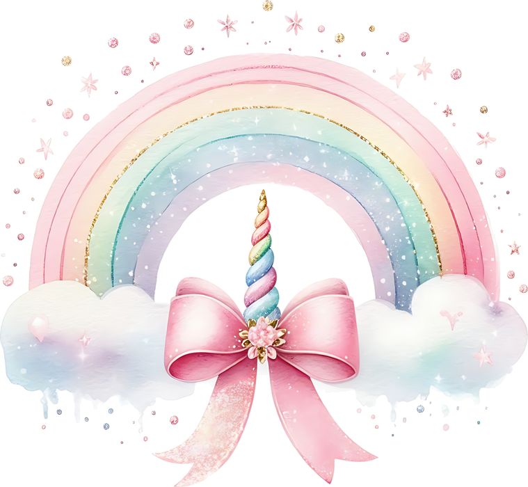 Motivtransfer 6317 Regenbogen mit Einhorn und Schleife