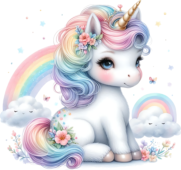Motivtransfer 6320 Einhorn mit Regenbogen und Wolke