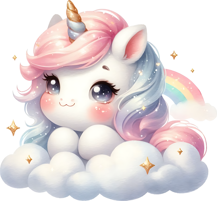 Motivtransfer 6325 Einhorn schaut aus der Wolke