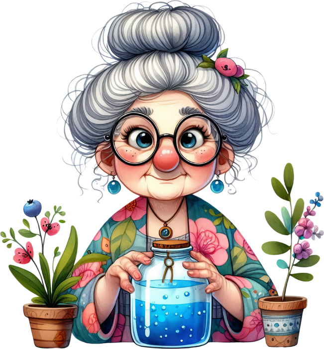 Motivtransfer 6350 Lustige Seniorin mit Glas