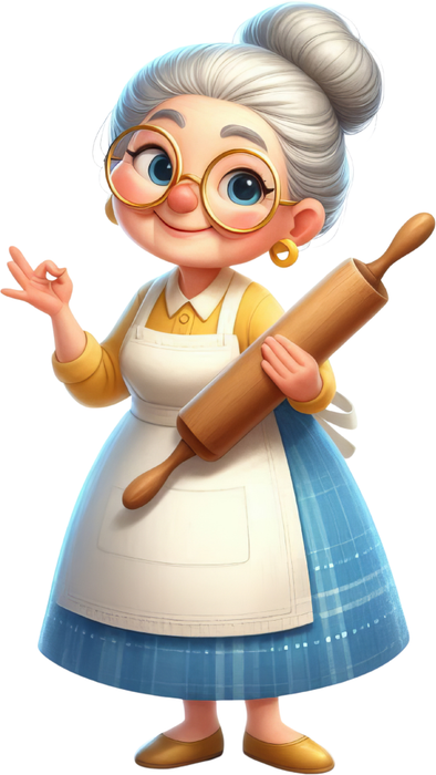 Motivtransfer 6353 Lustige Seniorin am backen