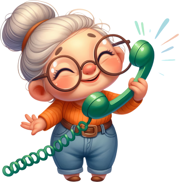 Motivtransfer 6360 Lustige Seniorin am Telefon