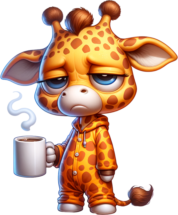 Motivtransfer 6365 Grummelige Giraffe mit Kaffee