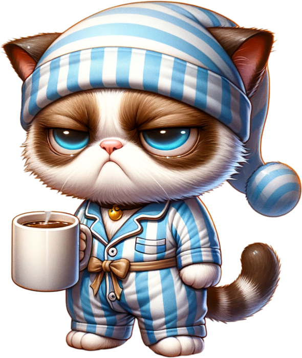 Motivtransfer 6366 Grummelige Katze mit Kaffee