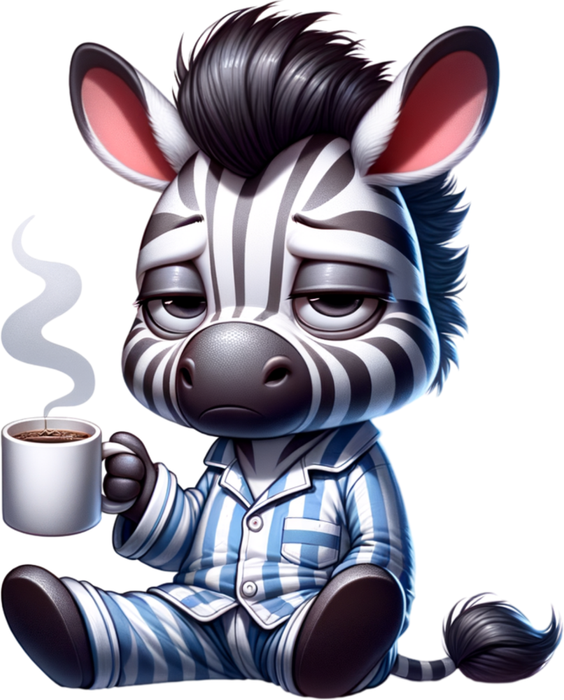 Motivtransfer 6376 Grummeliges Zebra mit Kaffee