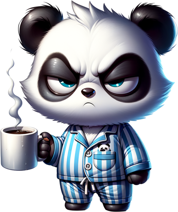 Motivtransfer 6377 Grummeliger Panda mit Kaffee
