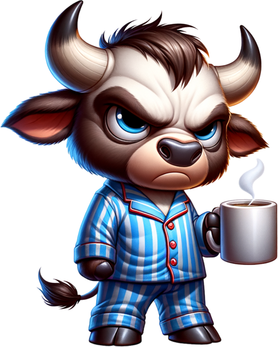 Motivtransfer 6385 Grummeliger Bulle mit Kaffee