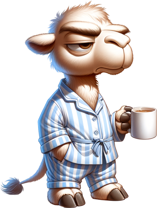 Motivtransfer 6386 Grummeliges Kamel mit Kaffee