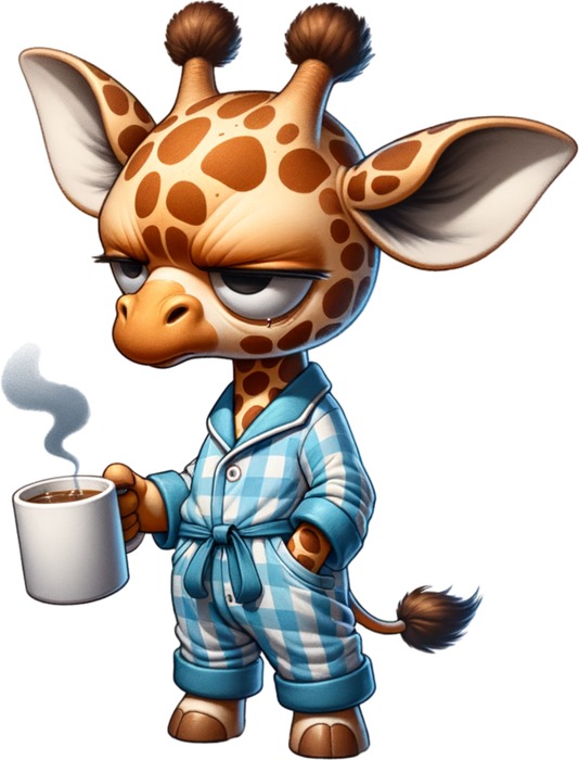 Motivtransfer 6389 Grummelige Giraffe mit Kaffee
