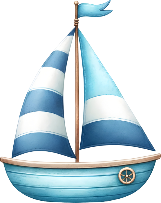 Motivtransfer 6406 Kleines Boot mit blauen Segel