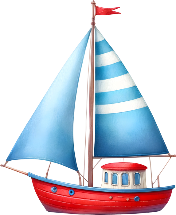 Motivtransfer 6407 Kleines Boot mit blauen Segel