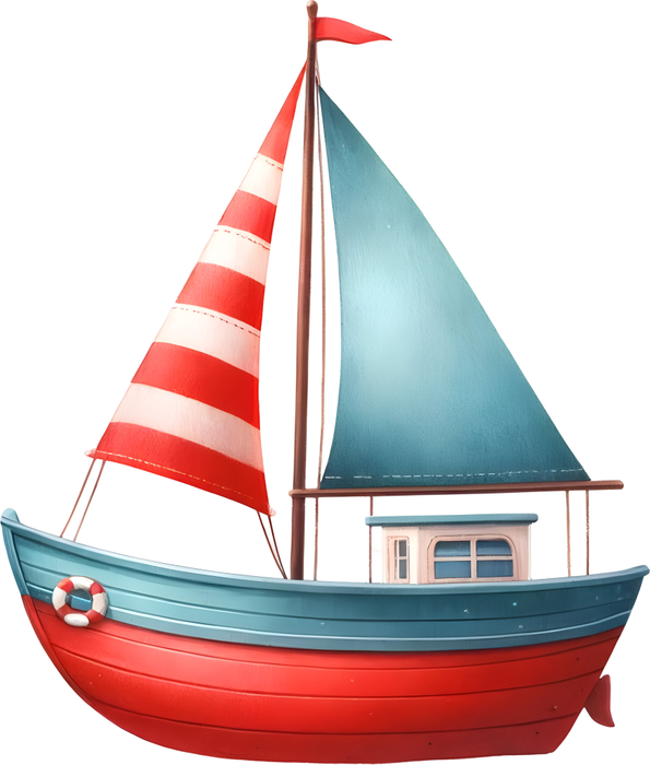 Motivtransfer 6409 Kleines Boot mit zweifarbigem Segel