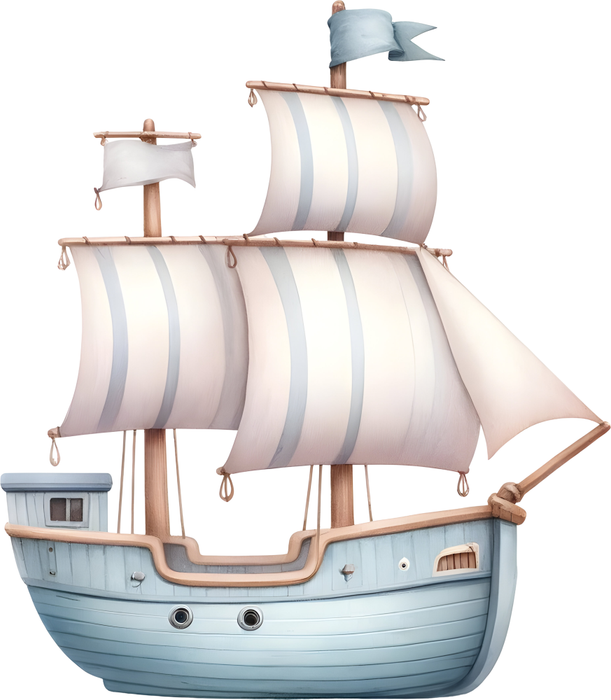 Motivtransfer 6416 Kleines blaues Segelboot