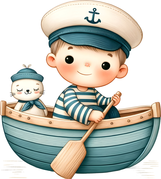 Motivtransfer 6466 Kleiner Matrose in blauem Boot