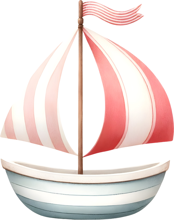 Motivtransfer 6508 Kleines Segelboot mi roten Segeln