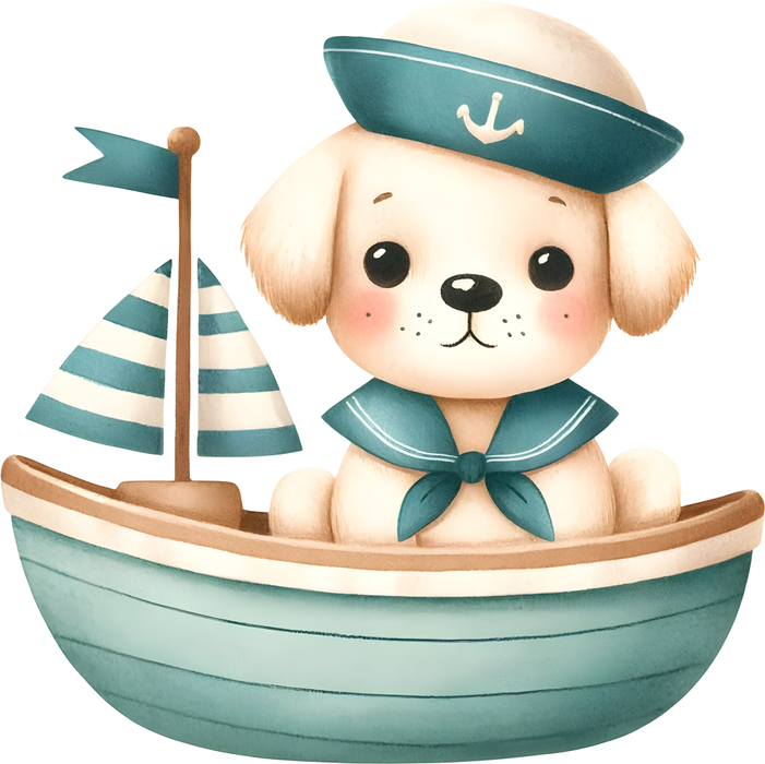 Motivtransfer 6514 Kleiner Hund im Boot