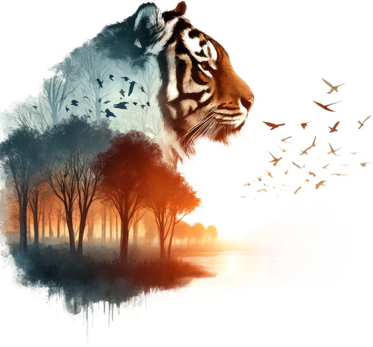 Motivtransfer 6562 Silhouette Tiger mit Bäumen