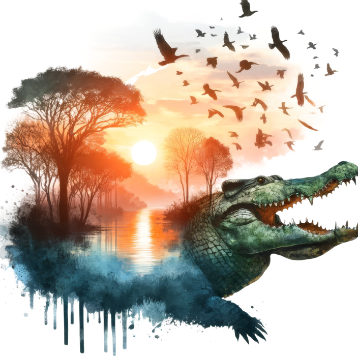 Motivtransfer 6565 Silhouette Krokodil mit Fluss