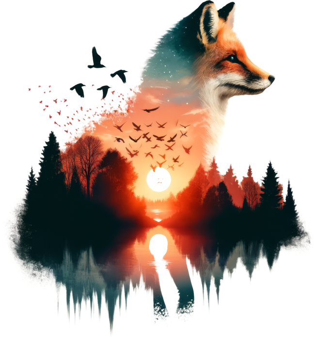 Motivtransfer 6568 Silhouette Fuchs mit Wald