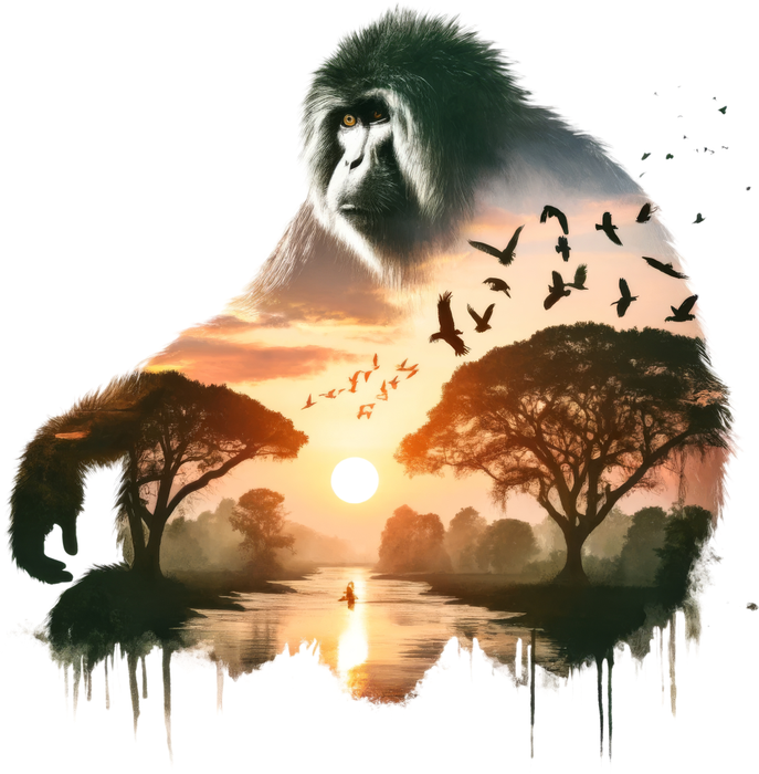 Motivtransfer 6569 Silhouette Affe mit See